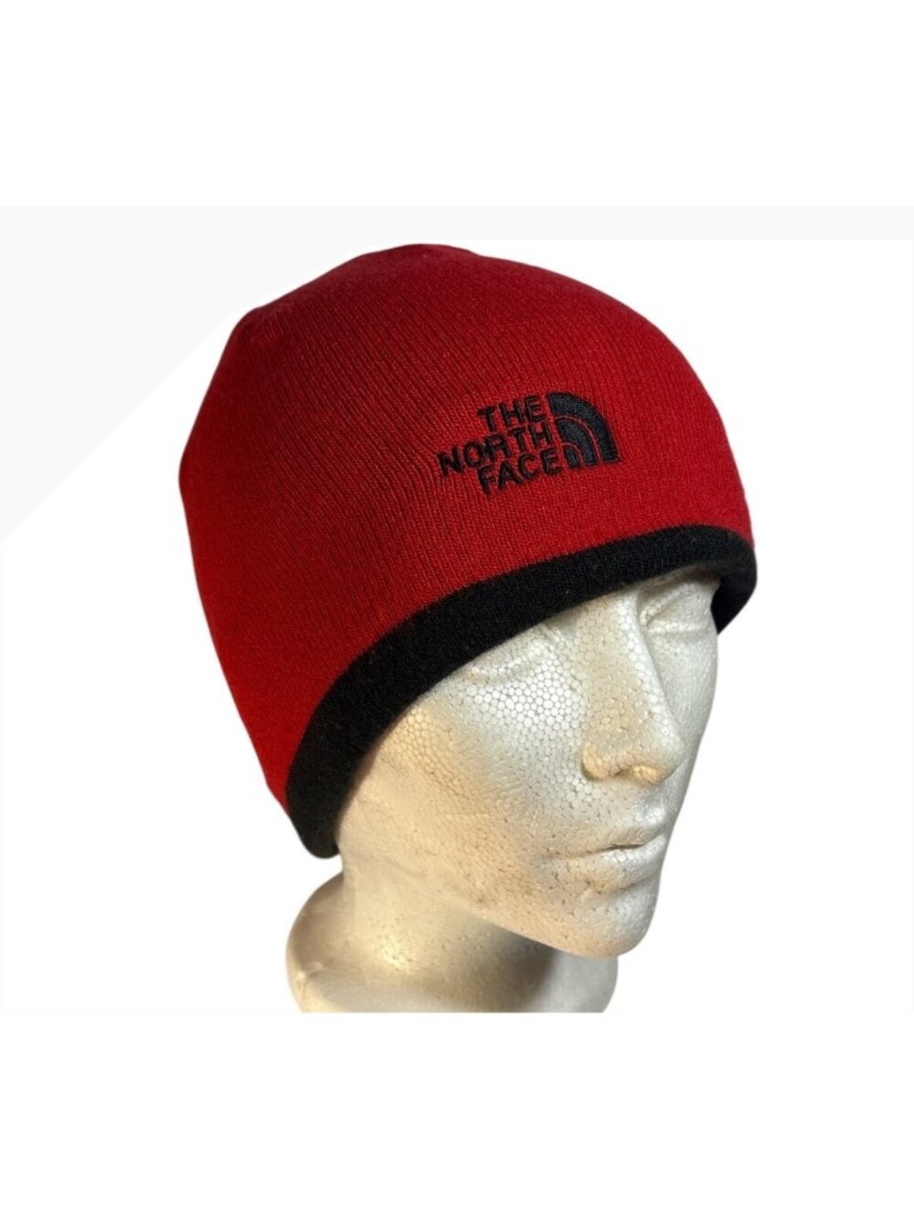 The North Face Reversible Red & Black Knit Beanie Hat Winter Cold-Weather Access
